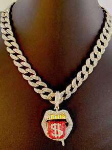 قلادة متدلية للرجال سبيكة شفاه شكل مع بديكور حجر الراين , هيب هوب أسلوب سلسلة الى ملابس يومية قطعة واحدة