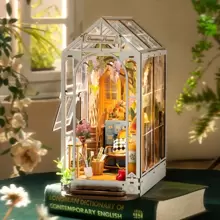 Robotime Book Nook Kit DIY Miniature House With LED Light Booknook Bookshelf Insert Decor Wooden Bookend Craft Hobby Diorama Kit Unique Gifts Room Decoration