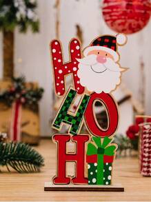 1pc Christmas Decoration Colorful Wooden Tabletop Ornament, Santa & Snowman Figurines 3d Alphabet Plaque - Multicolor - View 1