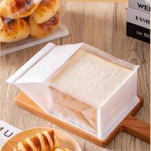 10個吐司袋附窗薄紙捲邊封口麵包片餐袋烘焙食品包裝袋 - 白色 - 查看 2