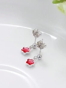 1對可愛浪漫的白色花形吊墜耳環,適合女性日常穿著