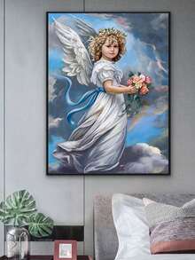1入組天使主題5d鑽石畫套件,全鑽diy鑽石繡花拼貼藝術品,適用於家居裝飾