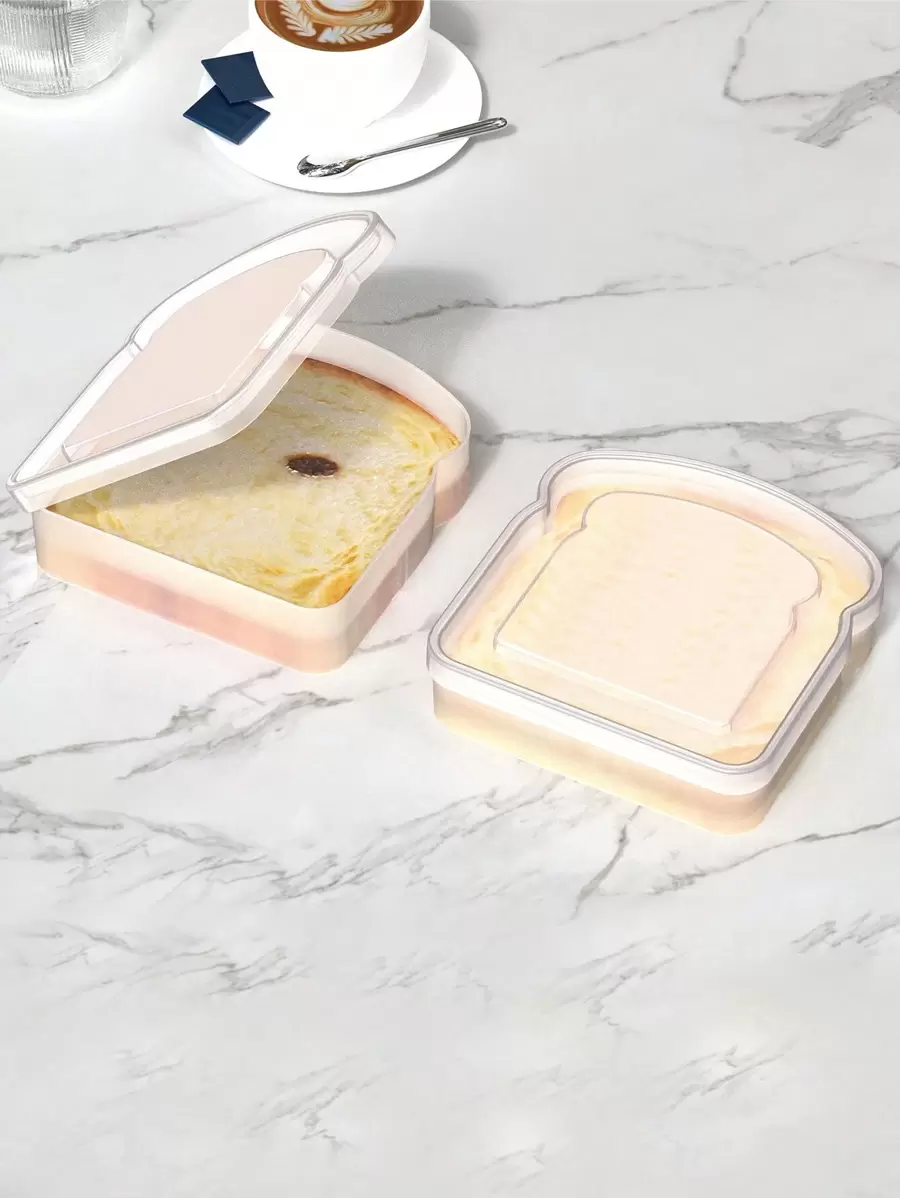 1 pieza Caja de almuerzo / Caja de sándwich / Caja de pan, Cocina, Navidad - paquete de 2 transparentes - Ver 1