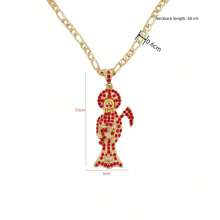 1pc Gorgeous Rhinestone Santa Muerte Necklace Men's Necklace Santisima Muerte Pendant 60CM Figaro Chain - Gold - View 10