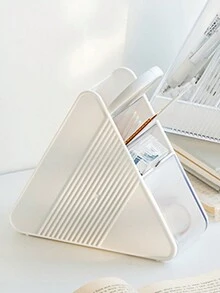 1個三角形筆筒帶盒,多層分類設計帶拉出式抽屜,三角形狀 - 白色 - 查看 6