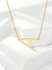 1條不褪色不褪色不銹鋼26個字母頸鏈女士吊墜鎖骨鏈頭飾,女士珠寶禮物 - 金色 - 查看 8