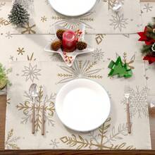 Tapete Decorativo De Lino Para Mesa De Cocina, Decoración Sencilla Con Temática Navideña, Recién Llegado, 1 Ud. - 1 mantel individual navideño. - Ver 3