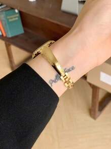 1pc Apple Watch Band Gold Women'S Bracelet , French Exquisite Design, Compatible With Apple Watch Se 12 3 4 5 6 7 8 9Series, Compatible With Apple Watch 38mm, 40mm, 41mm, 42mm, 44mm, 45mm, Luxury Metal Apple Watch Strap, Easy To Install And Disassemble Without Tools, Apple Watch Strap - Gold - View 2