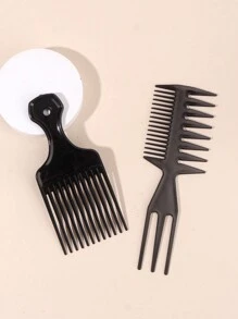 2入組男士造型梳,復古油頭梳,紋理梳,鬆厚後梳,寬齒造型梳,適用於家庭和理髮店 - 黑色 - 查看 2