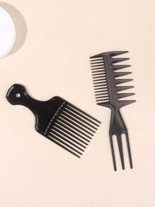 2入組男士造型梳,復古油頭梳,紋理梳,鬆厚後梳,寬齒造型梳,適用於家庭和理髮店 - 黑色 - 查看 4