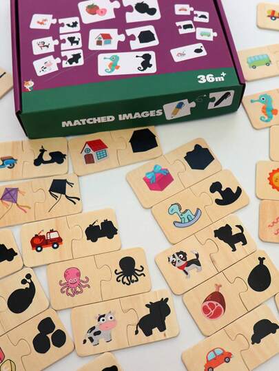 لعبة الألغاز الخشبية لتطابق التجسيد الحيواني لوسائل النقل البحري المعرفي والتثقيفي للأطفال والتي تساعد على فهم الظل بشكل مفيد للأطفال، للمدرسة، الطالب، القرطاسية ولوازم المدرسة.