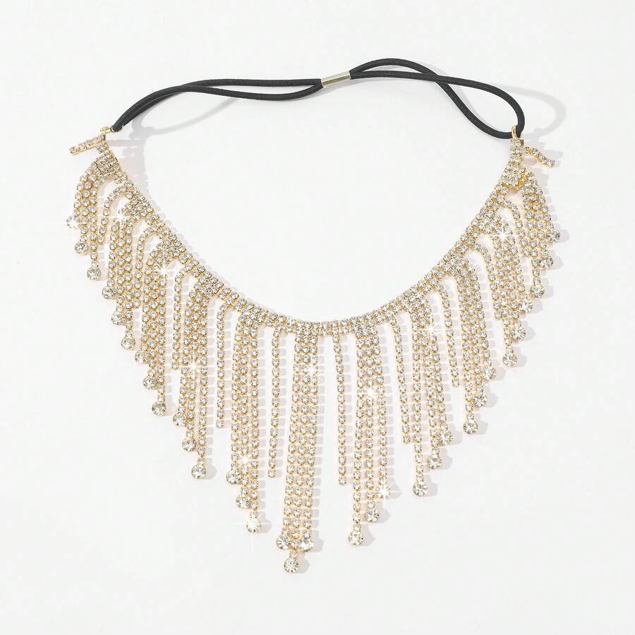 1 pieza Cadena de pierna sexy con diseño geométrico de flecos con strass personalizada y de moda para fiestas y discotecas para mujeres - Dorado - Ver 1