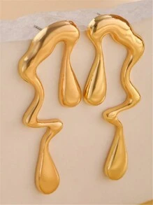 1pair Exaggerated Asymmetrical & Asymmetrical Design Earrings, Perfect For Daily Wear