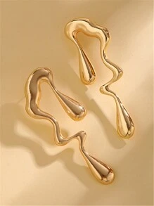 1pair Exaggerated Asymmetrical & Asymmetrical Design Earrings, Perfect For Daily Wear