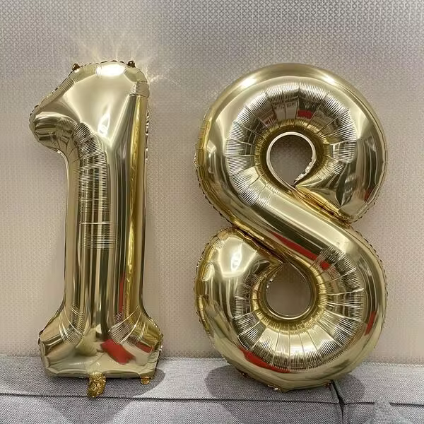 40'' Gold Number Helium Foil Balloon, Great For Birthday, Anniversary And Party Decoration, Back To School Valentine Day