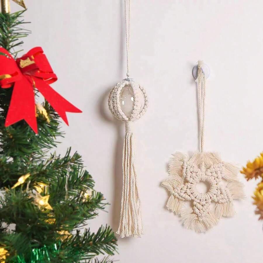 1pc Wooden Hoop Rainbow Hanging Decoration - Beige - View 1