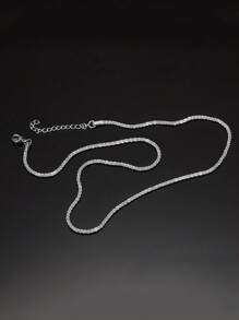 CVNANA 1pc Shiny Full Of Stars Necklace Unisex Glittering Titanium Steel Collarbone Chain Couple Sweater Chain Adjustable