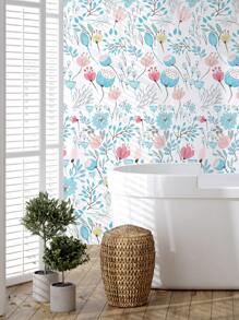 SUPSTICKER 1 卷七彩花朵藝術壁紙即剝即貼防潮加厚客廳臥室裝飾牆貼 48.8x15.8 英寸