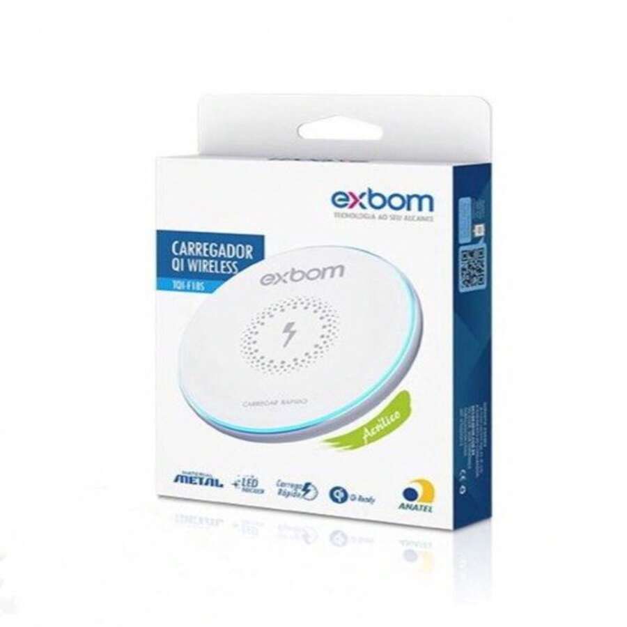 Carregador QI sem fio indução turbo em acrilica espelhado LED - Branco - Visão 1