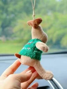 1pc Green Plush Dog Car Hanging Decoration - Green - View 4