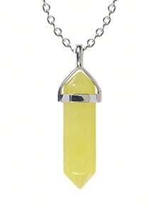 1pc Natural Stone Hexagonal Column Pendant Necklace For Yoga Anxiety Relief, Made With Crystal, Rose Quartz, Fluorite, Blue Sandstone, Dowsing Pendulum Pendant, Chakra Necklaces, Fashion Jewellery - Multicolor - View 8