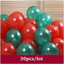 30入組1.8g-2.2g紅綠珍珠充氣厚氣球,適用於聖誕裝飾,婚禮,派對等場合