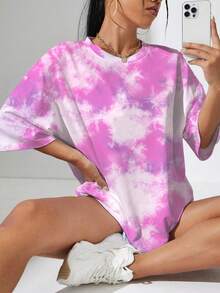 1件女式時尚寬鬆休閒印花t恤上衣,居家服裝必備