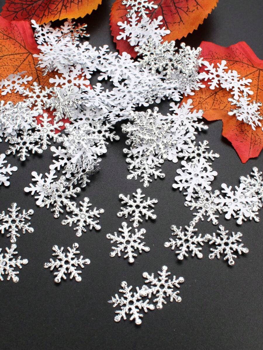 300 Piezas Confeti De Fiesta En Forma De Copo De Nieve Para Navidad, Boda U Otros Eventos - Plateado - Ver 1