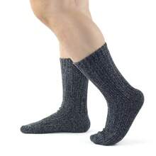 中性羊毛秋天冬天濃烈香調滑雪遠足中筒襪 - 藏蓝色 - 查看 6