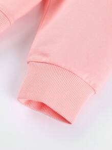 Annil 男女童秋季休閒寬鬆運動萬用連帽長袖毛衣粉色 - 粉色 - 查看 5