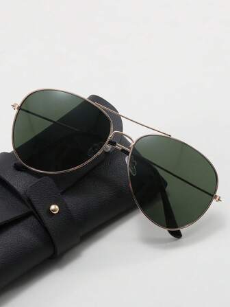 Men Metal Frame Aviator Fashion Glasses Vintage Shades Accessories Beach Accessories Glasses Shades For Summer Beach Vacation,Outdoor,Travel Back To School Fashionable Preppy School Look