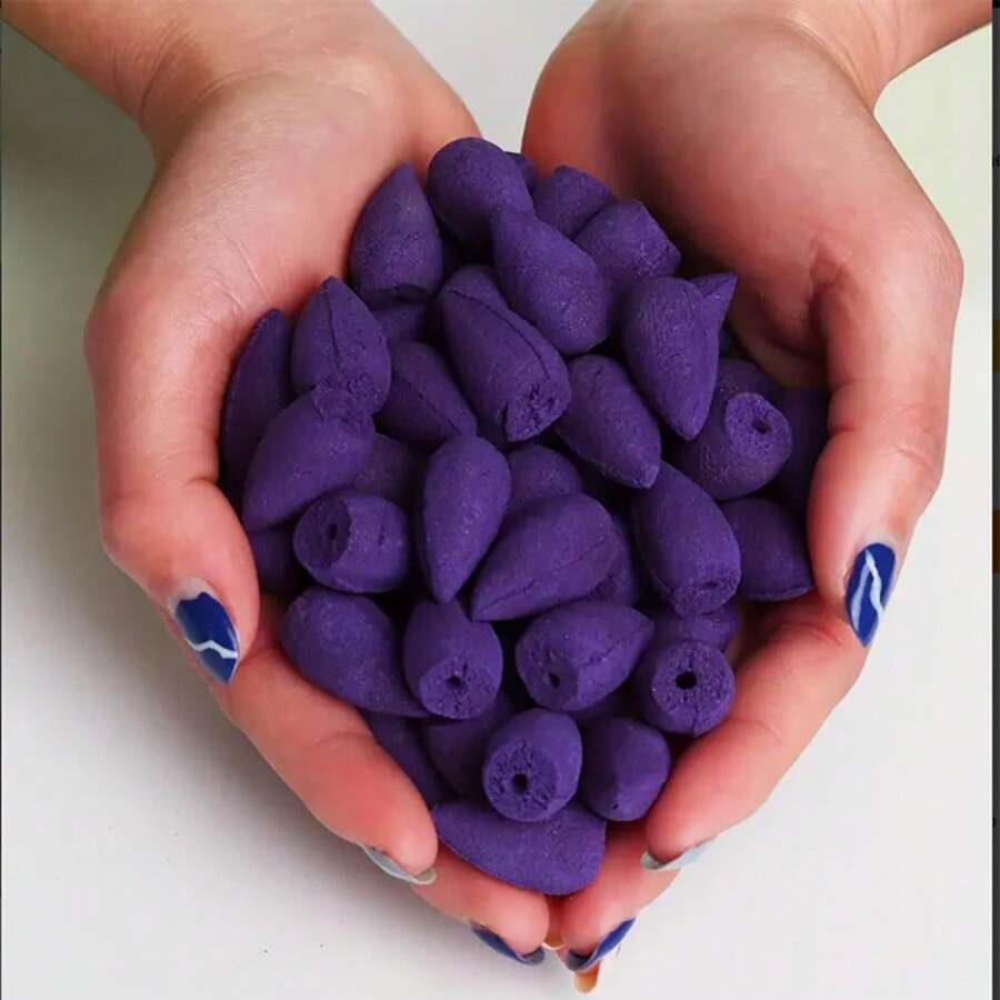 100pcs Natural Lavender And Smoke Mixed Backflow Incense Cone, Suitable For Tea Room, Yoga Studio And Meditation