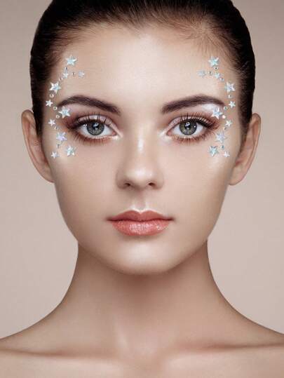 1pc Sparkling Diamond Face Sticker - PMMA Material Glitter Sticker, Suitable For Parties, Masquerades, Music Festivals And Daily Charm, Vibrant Gemstone Design