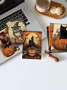 10pcs Halloween Greeting Cards Halloween Decorative Paper For Indoor Bedroom Decoration Wall Sticker, Postcard - Multicolor - View 3