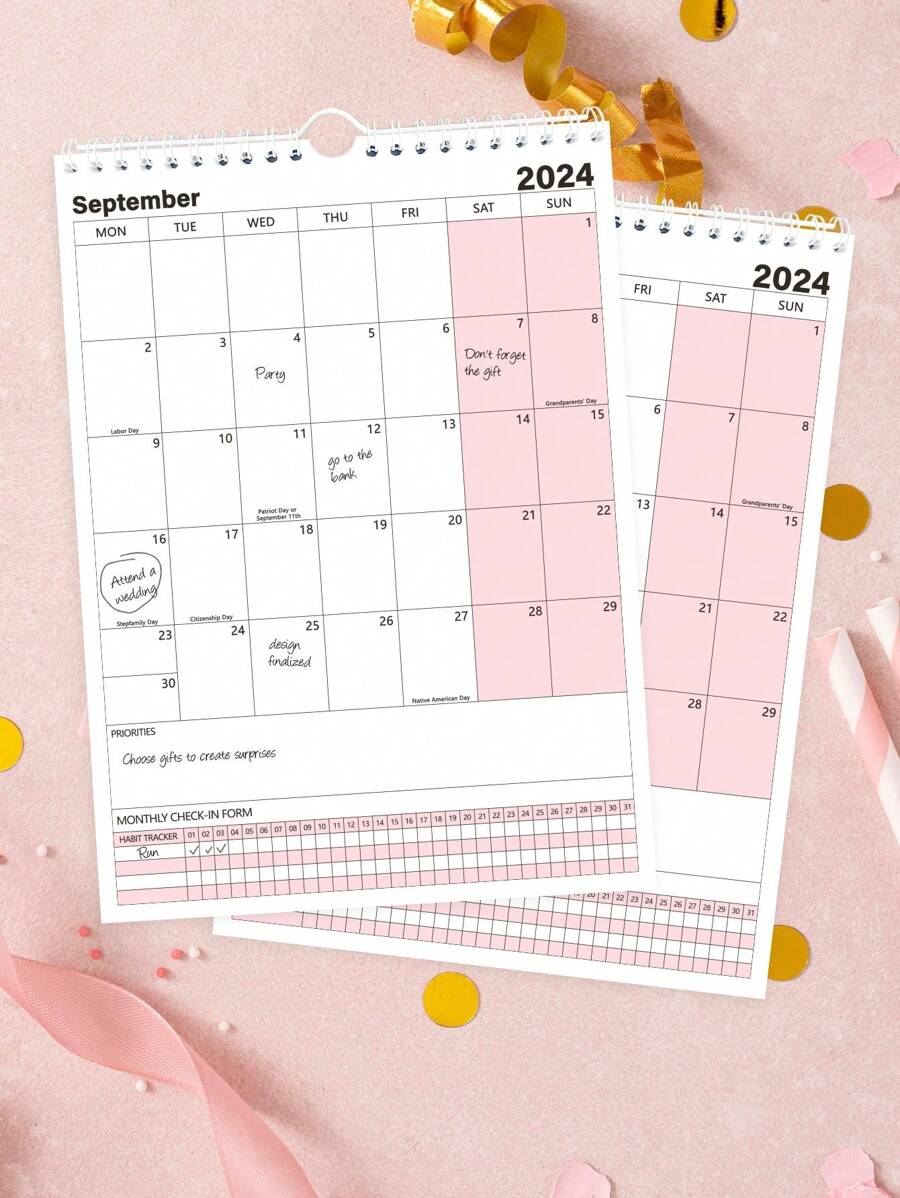 2024 Monthly Wall Calendar - 12 Monthly Calendar Runs from Jan 2024 to