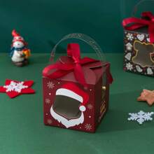 3pcs/Set Apple Shaped Hollow Out Creative Gift Box Candy Box With Handle For Personalized Gift Presentation - red santa claus - View 3