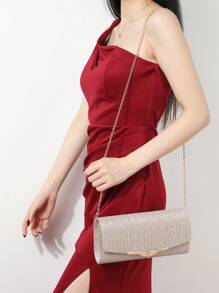 Women's Sparkling Shiny Envelope Clutch With Detachable Chain Strap - Champagne - View 3