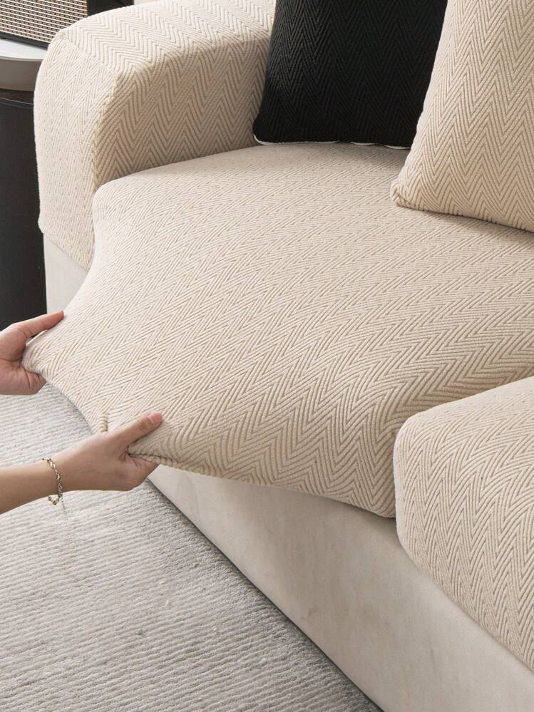 1 pieza Funda elástica impermeable para sofá, patrón de jacquard de rombos para sofá de 1/2/3/4 plazas, funda para asiento, respaldo y reposabrazos - Caqui - Ver 5