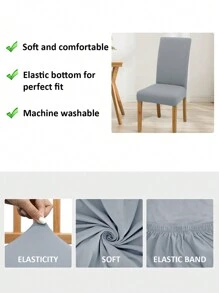 4pcs/6pcs Solid Color Splash-Resistant Chair Cover Set, Modern Polyester Stretch Dining Chair Cover, Suitable For Weddings, Restaurants, Offices, Banquets, All Seasons - Light Grey - View 7