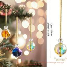 12入組彩色聖誕球,透明吊燈水晶棱鏡,適用於遮陽板,用於聖誕樹,婚禮和派對裝飾,直徑0.87英寸 - 杏色 - 查看 2
