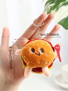 1個漢堡和薯條毛絨玩具娃娃鎖匙扣掛飾,可愛的填充玩偶禮物 - 棕色 - 查看 4