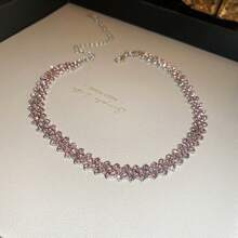 1 stuk In de mode Strass Chokerketting In Roze , Blauw , Paars , Goud En Zilver , Geschikt Voor Dames Naar Draag Feestjes En Dagelijks leven