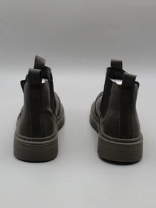 Men's Grey Carved Chelsea Boots With Thick Outsole - Grey - View 5