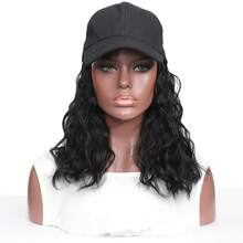 Naturally Connect Curly Wavy Hair Wig With Adjustable Baseball Cap - Synthetic Extensions For Daily Wear - Black - View 5