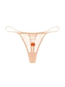 女性感蕾絲南瓜圖案透氣丁字褲附英文字母細節