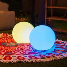 8 Inch Solar Ball Light, Outdoor Glow Globe Lights Table Lamp with Remote Control, LED Night Light 10 Modes RGB Color Changing, Waterproof Solar Power for Garden Lawn Yard Pathway Decor - Blue - View 2