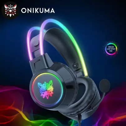  ONIKUMA Gaming Headset With RGB Lights, Glowing Headband, Flexible Noise-Cancelling Microphone, Wired 3D Stereo Headphones, Fashionable And Popular, Gaming Headset, Music Headset, Wired Headset, Birthday/Holiday/Christmas Gift