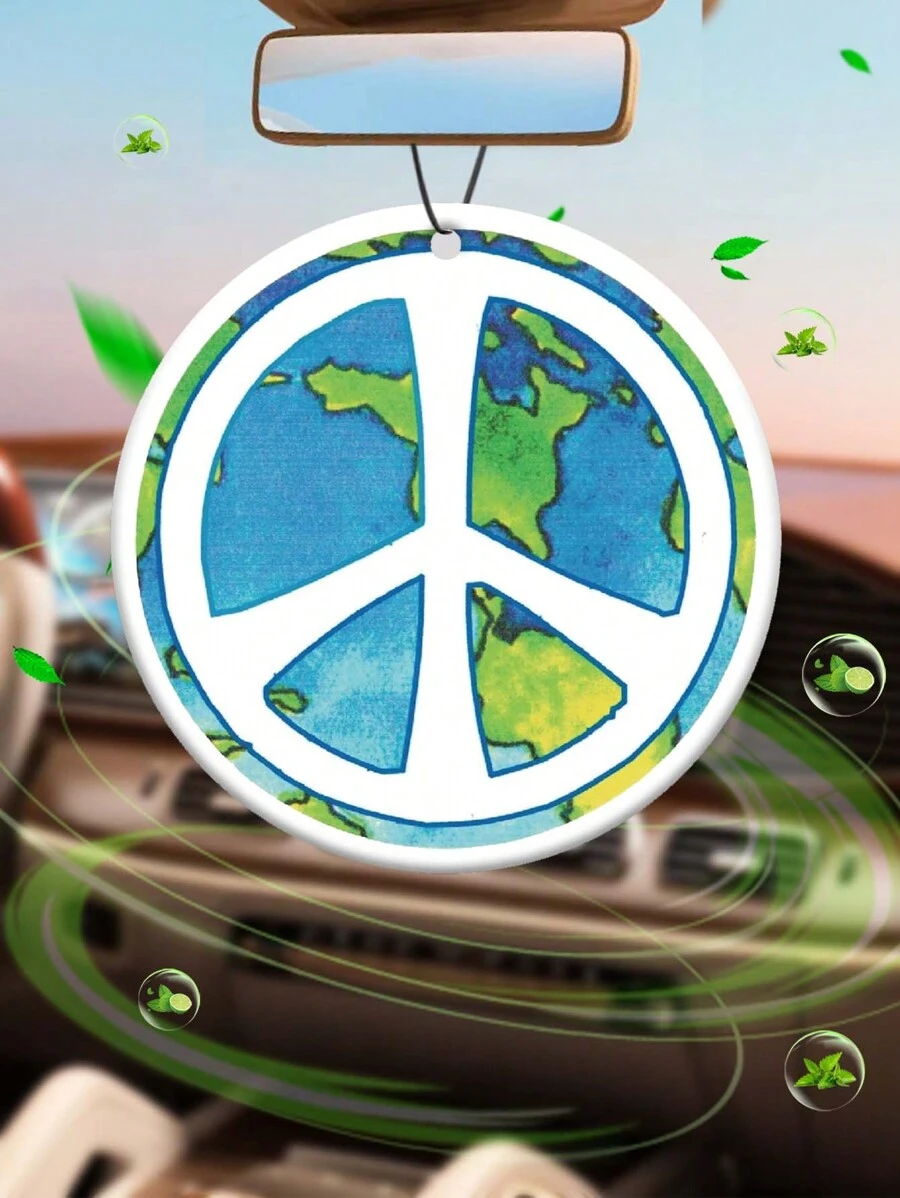 地球和平标志有趣的卡通设计汽车空气清新剂、通风口夹、后视镜挂饰、卫生间香薰香包、家居香薰等。