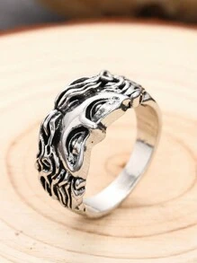 1PC Retro Half Face Ring Exaggerated Cool Style Ring with Minimalist Design