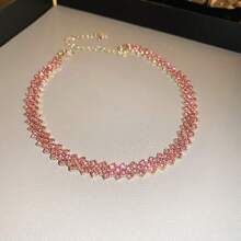 1 stuk In de mode Strass Chokerketting In Roze , Blauw , Paars , Goud En Zilver , Geschikt Voor Dames Naar Draag Feestjes En Dagelijks leven